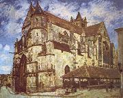 Jean-Antoine Watteau The church at Moret,Evening oil painting reproduction